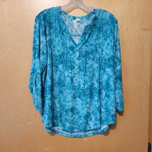 NY Collection Pattered 3/4 Sleeve Top